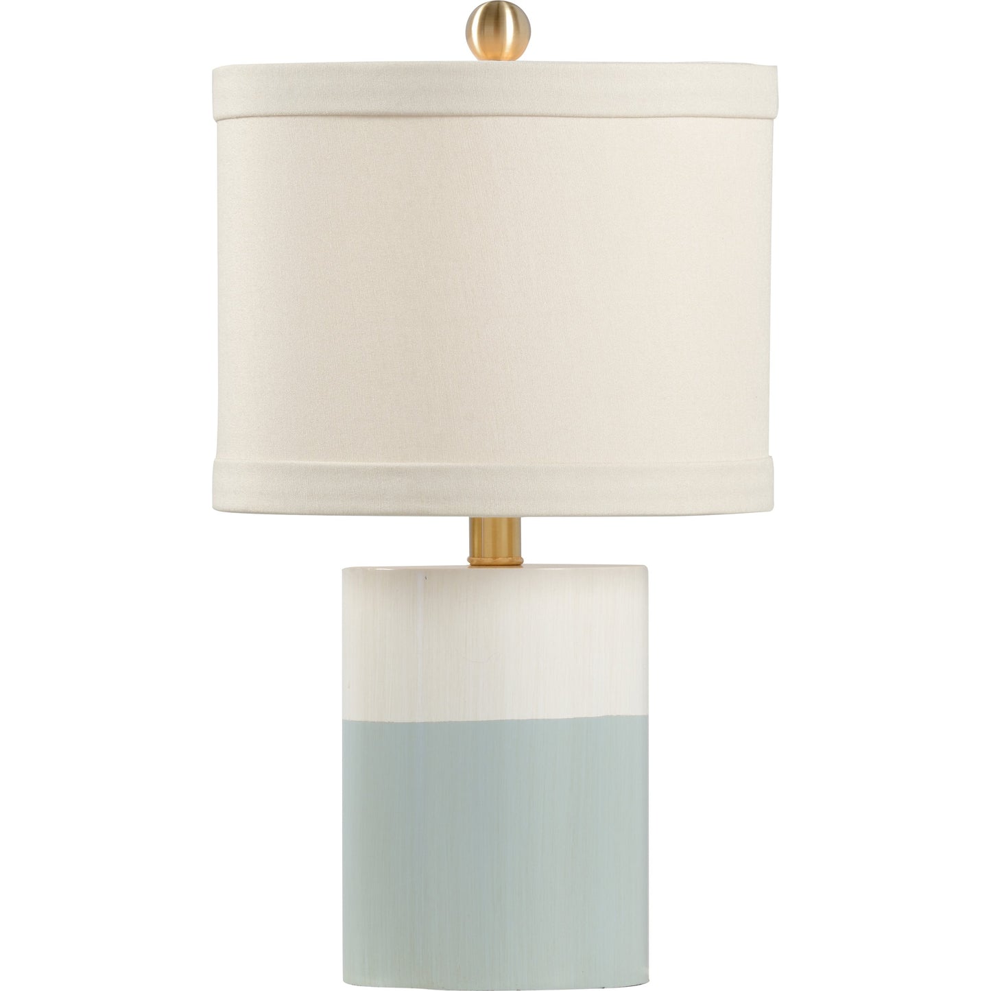 002 SR-381968 | Primary Silo | Banded Lamp by Chelsea House in antique cream, blue. Made from wood in a transitional style.