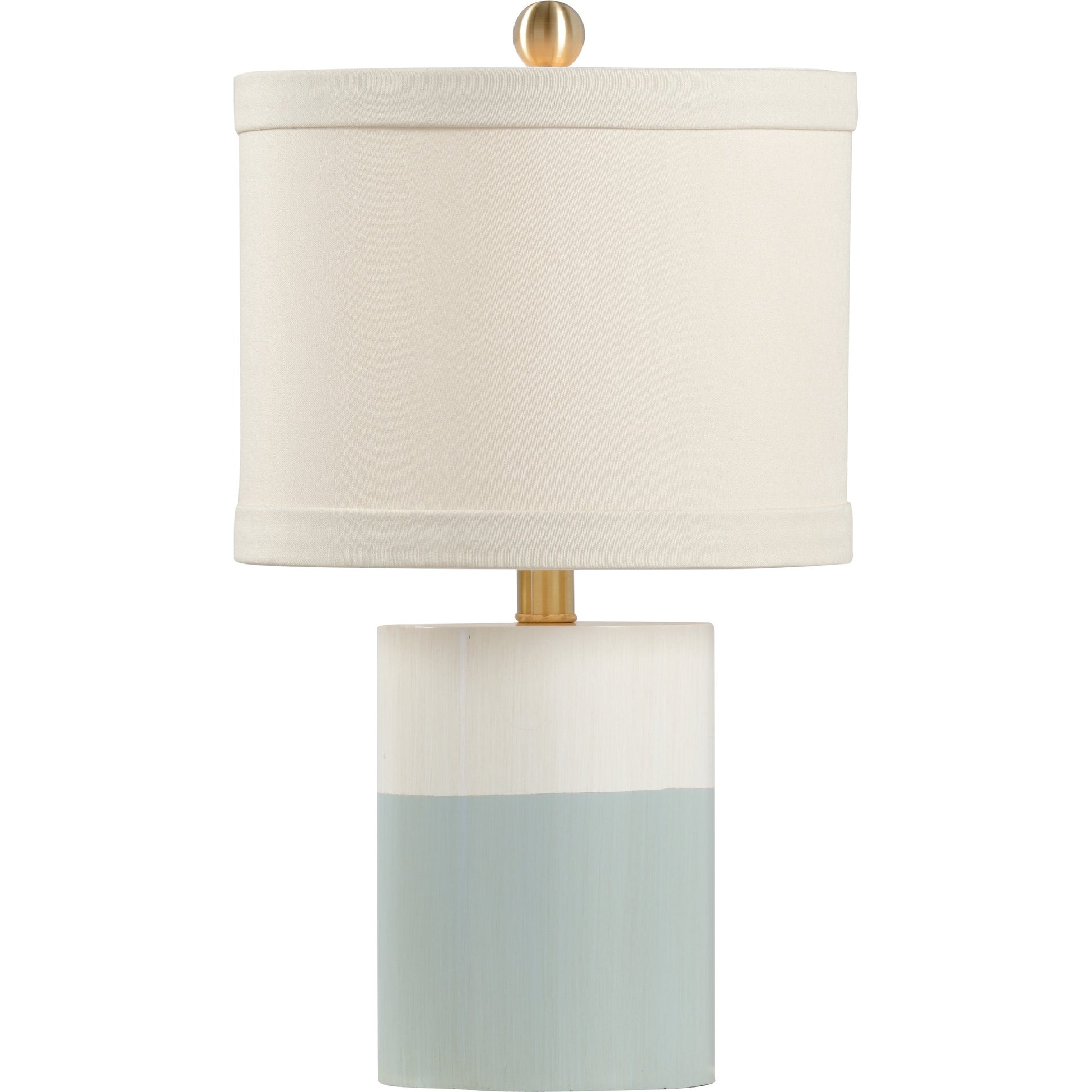 Banded Lamp by Chelsea House in antique cream, blue. Made from wood in a transitional style.