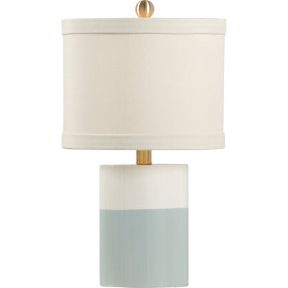 Banded Lamp by Chelsea House in antique cream, blue. Made from wood in a transitional style.