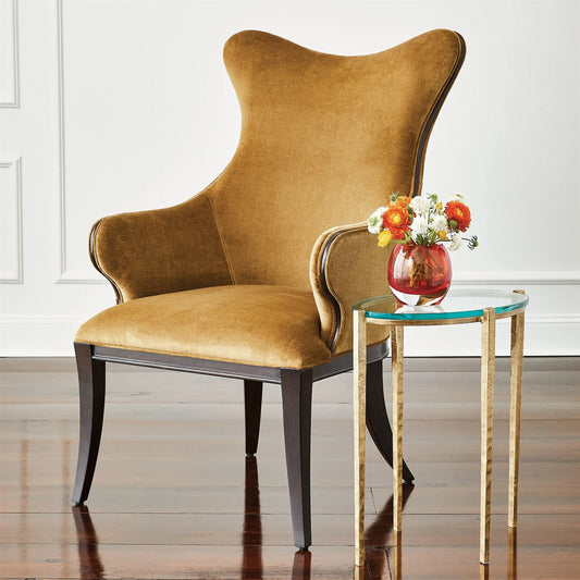 Petite Oval Accent Table by Global Views. Made from iron, tempered glass in a transitional style.