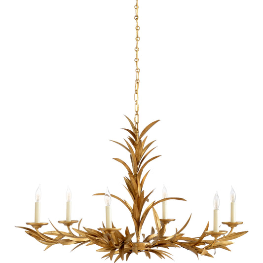 Laurel Sunburst Chandelier by Chelsea House in antique gold leaf. Made from other: metal in a transitional style.