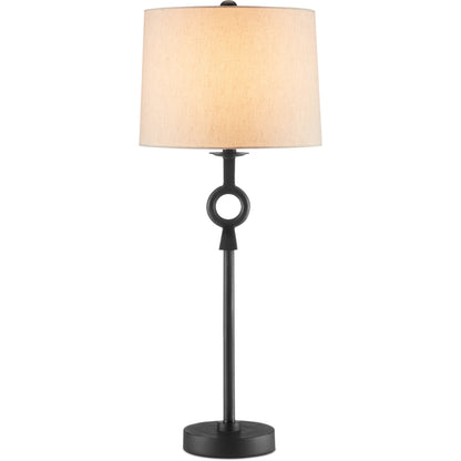 Germaine Table Lamp by Currey and Company in antique brass. Made from aluminum in a transitional style.