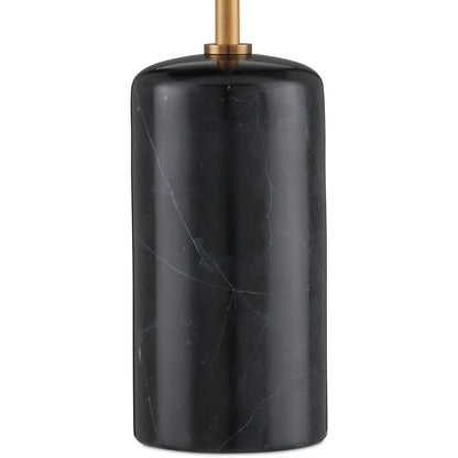 Martini Torchiere Table Lamp by Currey and Company in brushed brass, black. Made from metal, marble in a modern style.
