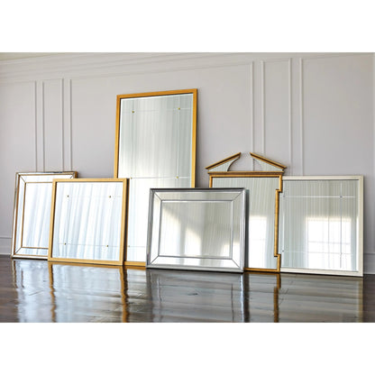 Beaumont Square Mirror by Global Views in silver leaf, nickel, brass. Made from mdf, mirror in a transitional style.