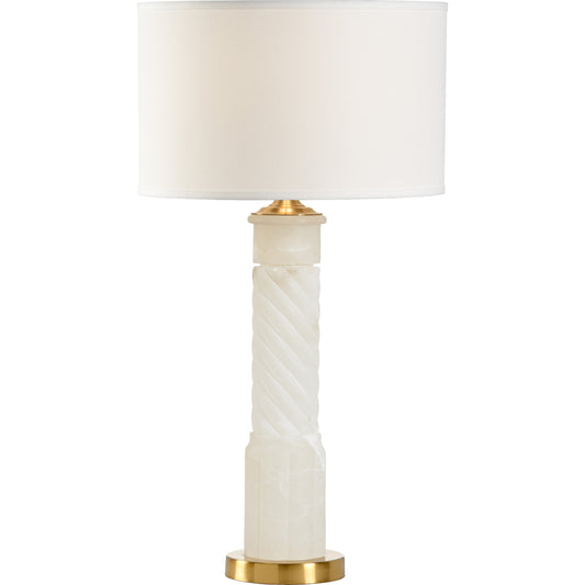 Roman Alabaster Lamp by Chelsea House in white, bronze. Made from alabaster, metal in a transitional style.