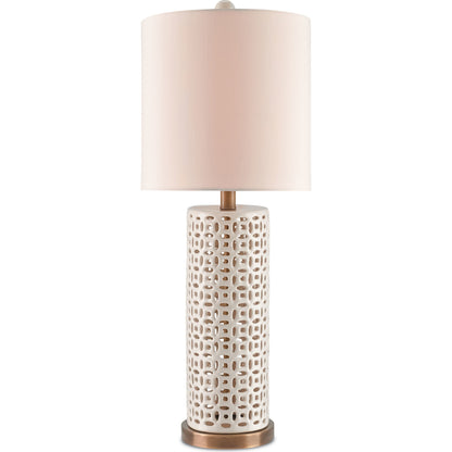 Bellemeade Table Lamp by Currey and Company in ivory, antique brass. Made from ceramic, metal in a modern style.