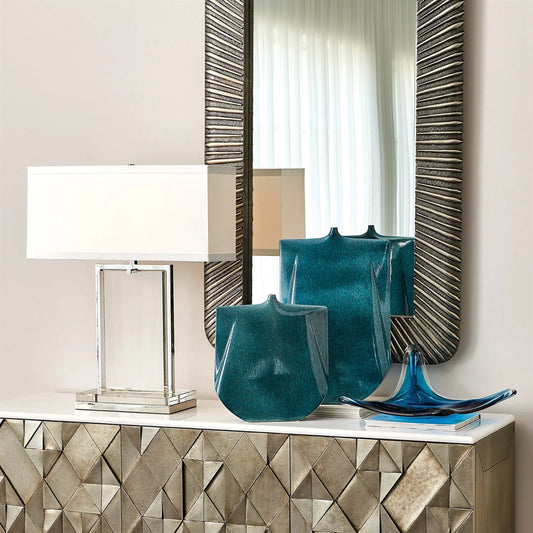 Stingray Bowl by Global Views in aqua. Made from art glass in a coastal style.