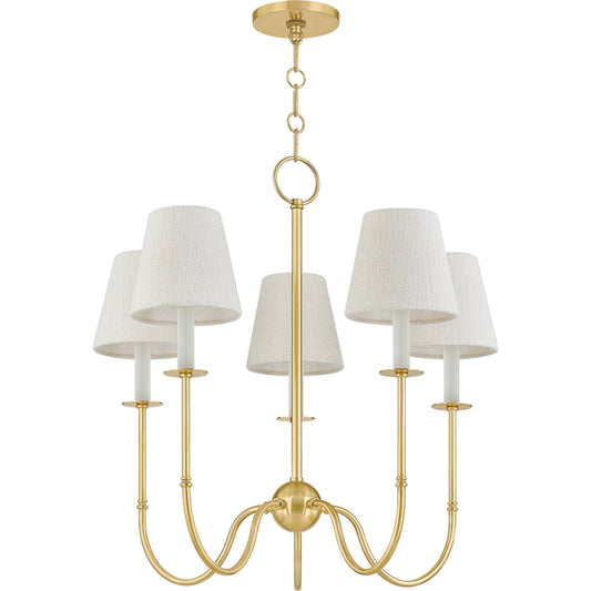 Amina Chandelier by Hudson Valley in aged brass. Made from steel in a unique style.
