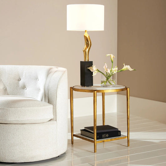 Circle/Square Side Table by Global Views. Made from iron, granite in a modern style.