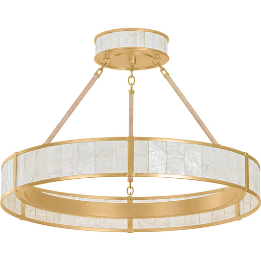Halcott Chandelier by Hudson Valley in vintage gold leaf. Made from unique in a modern style.