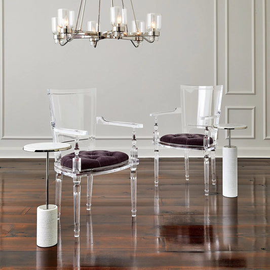Marilyn Acrylic Arm Chair by Global Views in lavender and clear acrylic. Made from unique in a modern style.