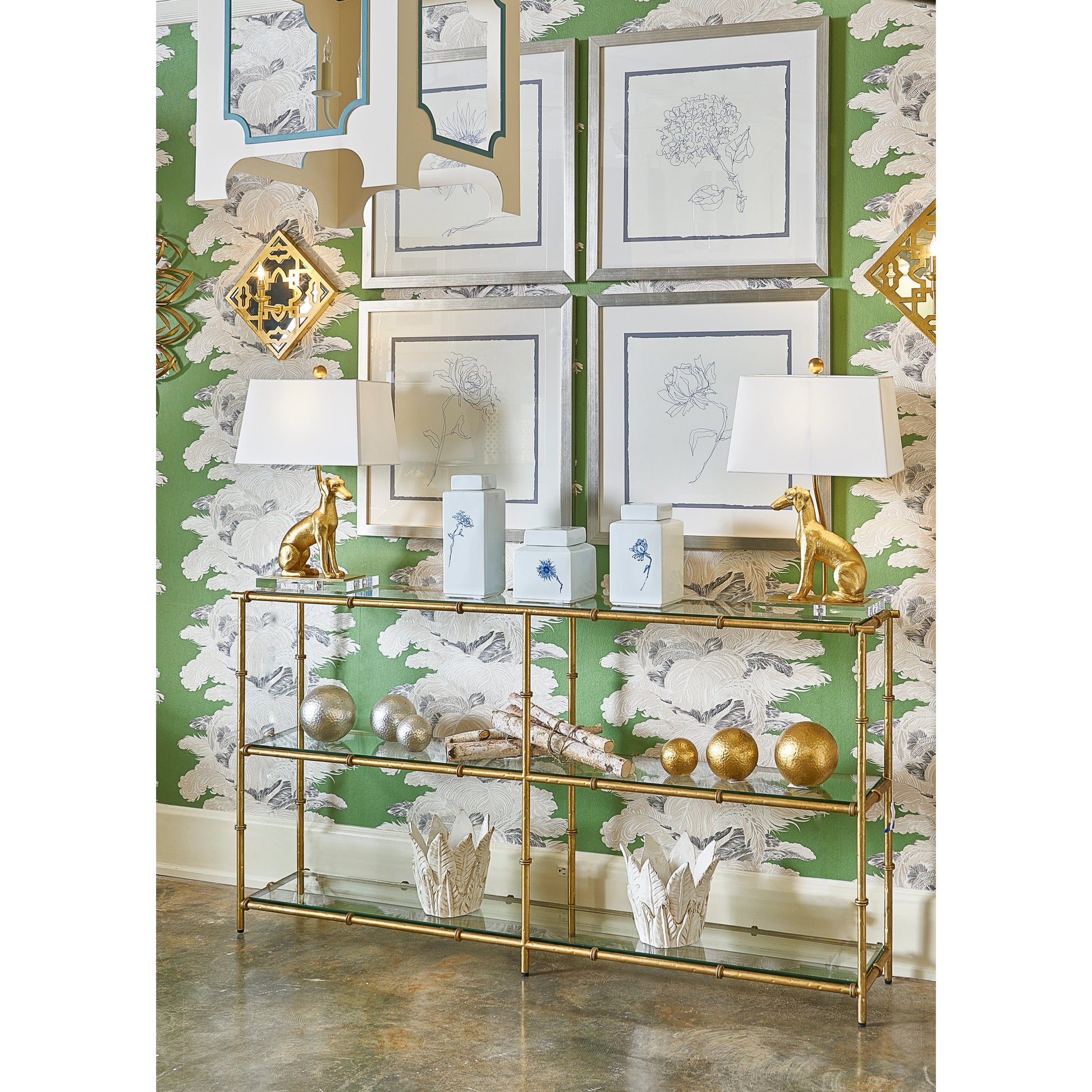 Flossie Lamp by Chelsea House in antique gold leaf, clear. Made from composite, acrylic in a traditional style.