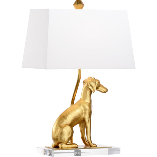 Flossie Lamp by Chelsea House in antique gold leaf, clear. Made from composite, acrylic in a traditional style.