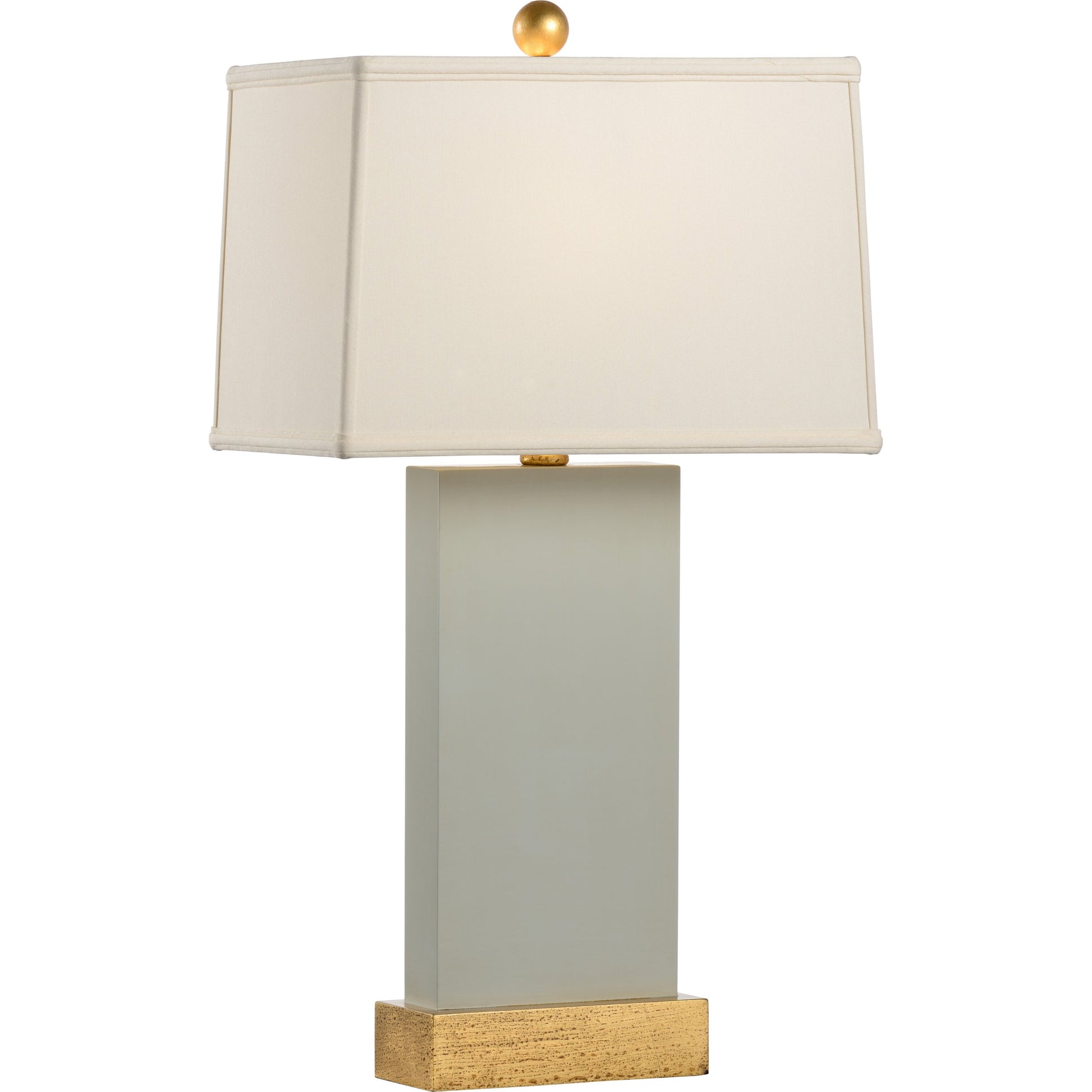 Satterfield Lamp by Chelsea House in warm gray, gold leaf, antique gold. Made from wood, metal in a transitional style.