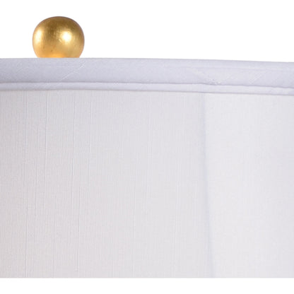 Blue and White Swirl Lamp by Chelsea House in cobalt, white glaze, antique gold leaf. Made from porcelain in a coastal style.