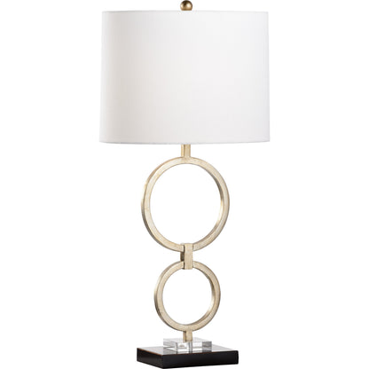 Silver Loop Lamp by Chelsea House in antique silver leaf, clear. Made from iron, acrylic in a modern style.