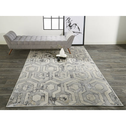 Micah Rug - 3046F by Feizy in gray, taupe, silver. Made from polyester, polypropylene in a unique style.