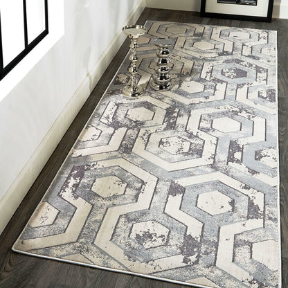 Micah Rug - 3046F by Feizy in gray, taupe, silver. Made from polyester, polypropylene in a unique style.