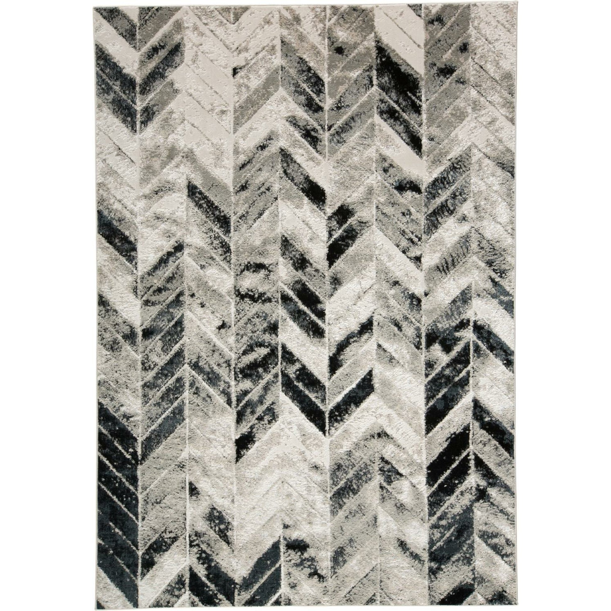 Micah Chevron Rug - 3048F by Feizy in black, gray, silver. Made from polyester, polypropylene in a unique style.