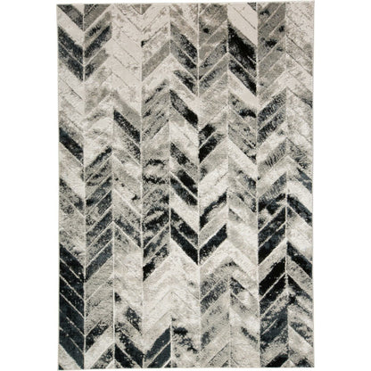 Micah Chevron Rug - 3048F by Feizy in black, gray, silver. Made from polyester, polypropylene in a unique style.