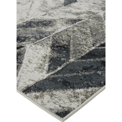 Micah Chevron Rug - 3048F by Feizy in black, gray, silver. Made from polyester, polypropylene in a unique style.
