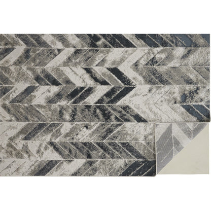 Micah Chevron Rug - 3048F by Feizy in black, gray, silver. Made from polyester, polypropylene in a unique style.