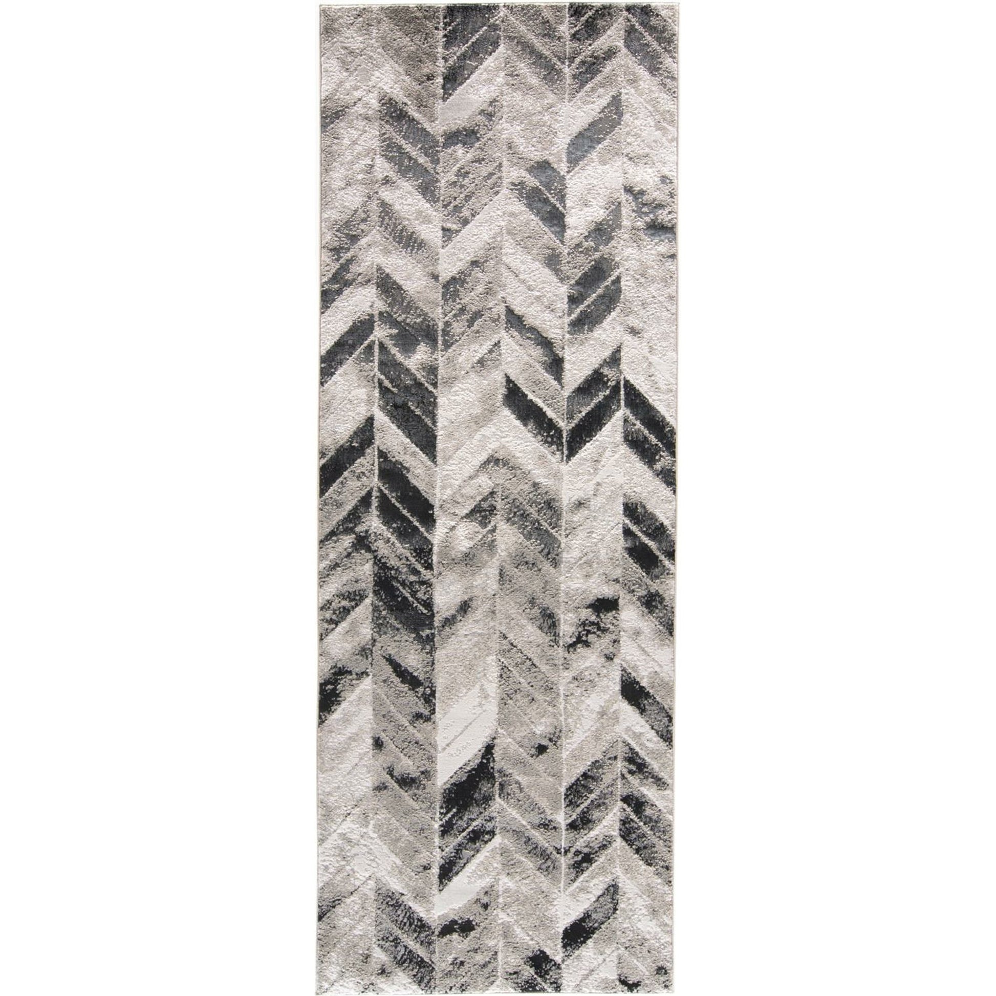 Micah Chevron Rug - 3048F by Feizy in black, gray, silver. Made from polyester, polypropylene in a unique style.