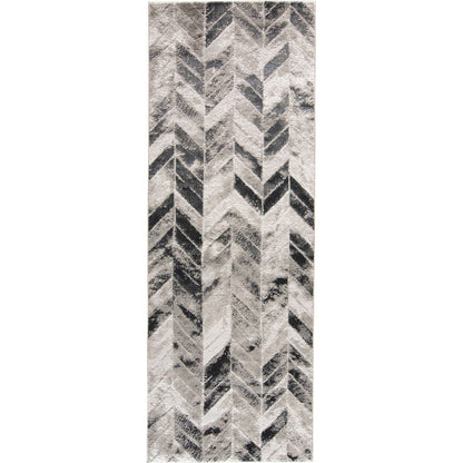 Micah Chevron Rug - 3048F by Feizy in black, gray, silver. Made from polyester, polypropylene in a unique style.