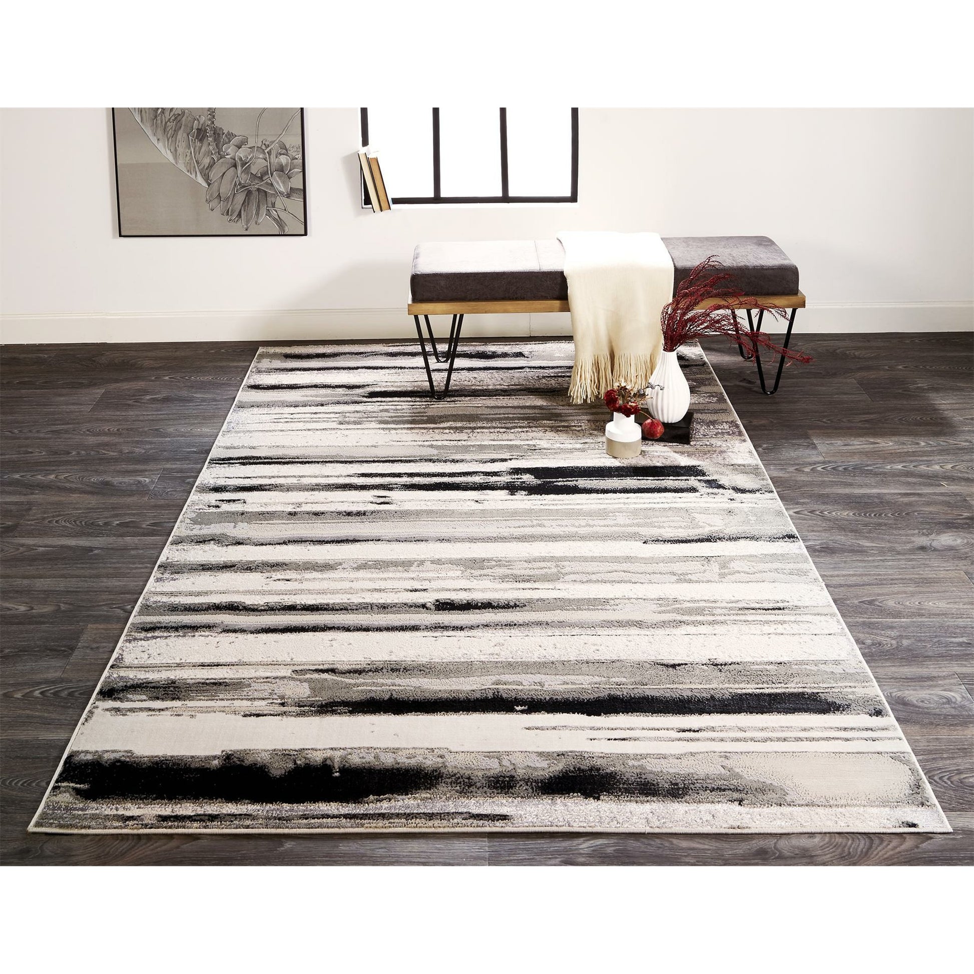 Micah Rug - 3049F by Feizy in silver, gray, black. Made from polyester, polypropylene in a unique style.