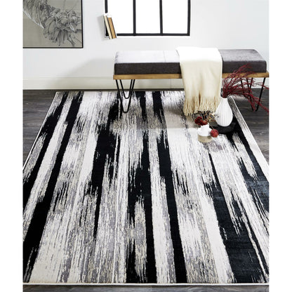 Micah Rug - 3338F by Feizy in black, silver, gray. Made from polyester, polypropylene in a unique style.