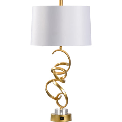 Swirl Gold Lamp by Chelsea House in antique gold, clear. Made from iron, acrylic in a transitional style.