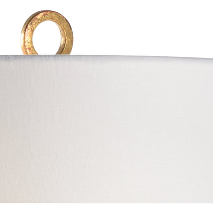 Charlotte Buffet Lamp by Chelsea House in natural white, antique gold leaf. Made from alabaster, iron in a modern style.