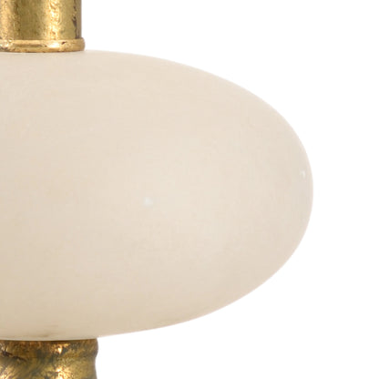 Charlotte Buffet Lamp by Chelsea House in natural white, antique gold leaf. Made from alabaster, iron in a modern style.