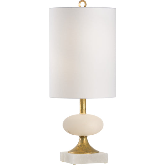 Charlotte Buffet Lamp by Chelsea House in natural white, antique gold leaf. Made from alabaster, iron in a modern style.