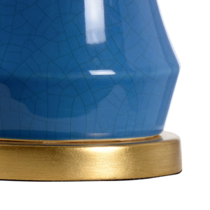 Bel Air Lamp by Chelsea House in blue crackle glaze, antique gold leaf. Made from ceramic, metal in a transitional style.