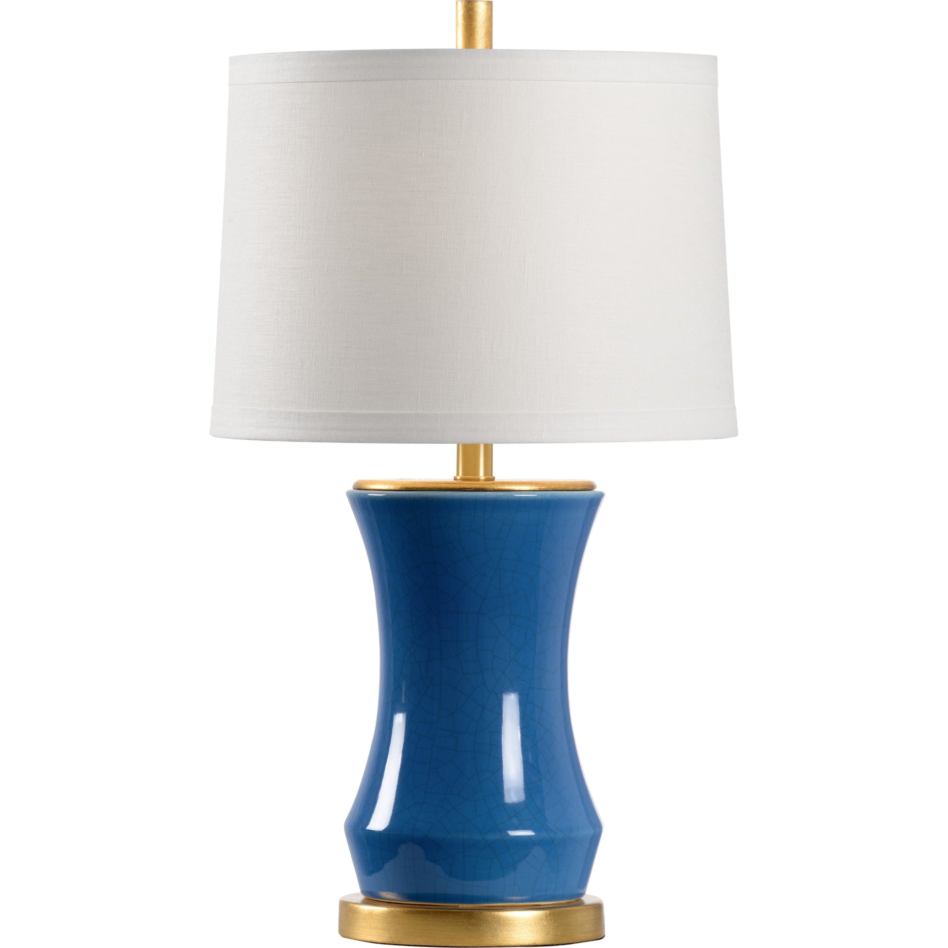 Bel Air Lamp by Chelsea House in blue crackle glaze, antique gold leaf. Made from ceramic, metal in a transitional style.