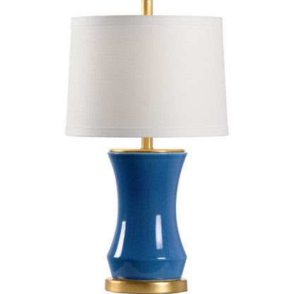 Bel Air Lamp by Chelsea House in blue crackle glaze, antique gold leaf. Made from ceramic, metal in a transitional style.