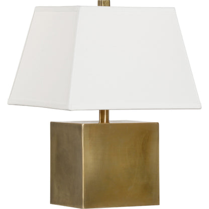 Brass Cube Lamp by Chelsea House in antique brass. Made from iron in a transitional style.