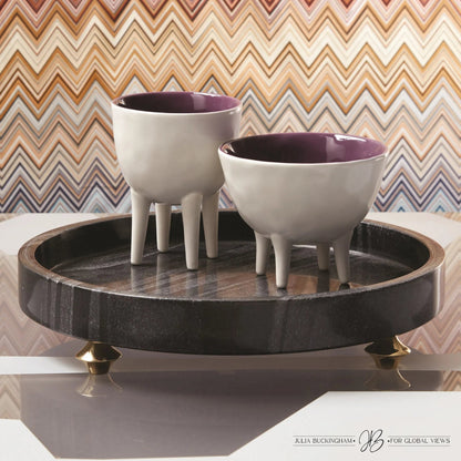 Quintessential Round Tray by Global Views. Made from marble in a traditional style.