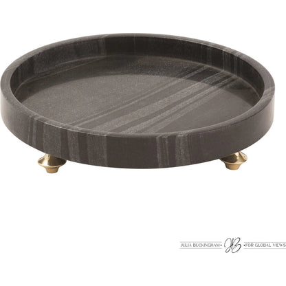 Quintessential Round Tray by Global Views. Made from marble in a traditional style.