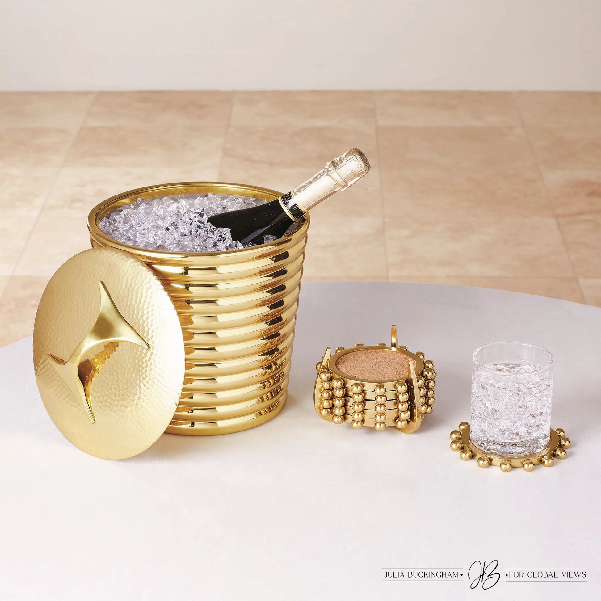 Beauty Ice Bucket by Global Views. Made from brass, stainless steel in a transitional style.