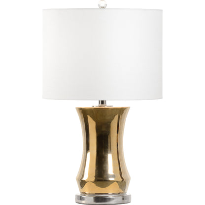 Bel Air Lamp by Chelsea House in blue crackle glaze, antique gold leaf. Made from ceramic, metal in a transitional style.