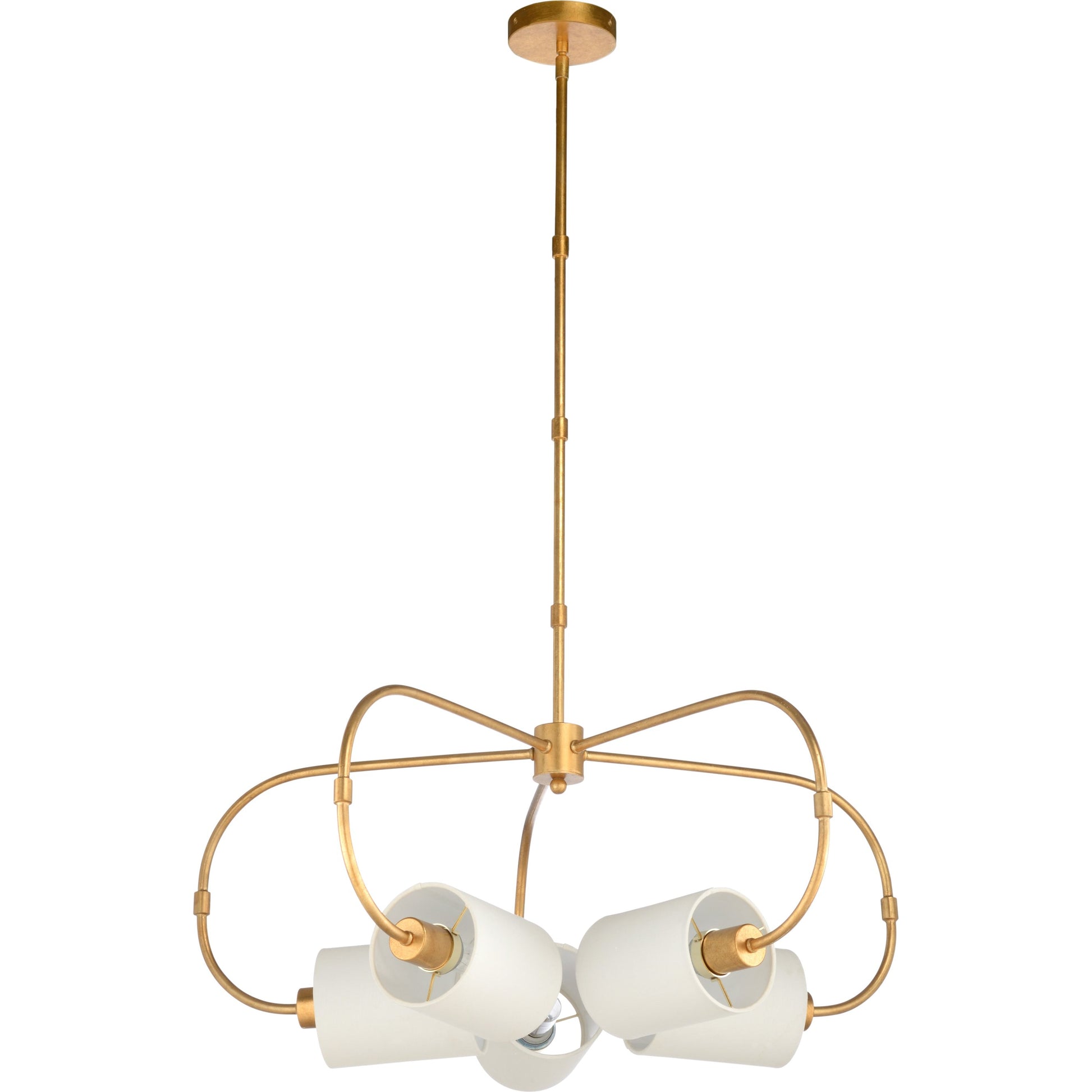 Ring Chandelier by Chelsea House in antique gold leaf, cream. Made from iron, fabric in a modern style.