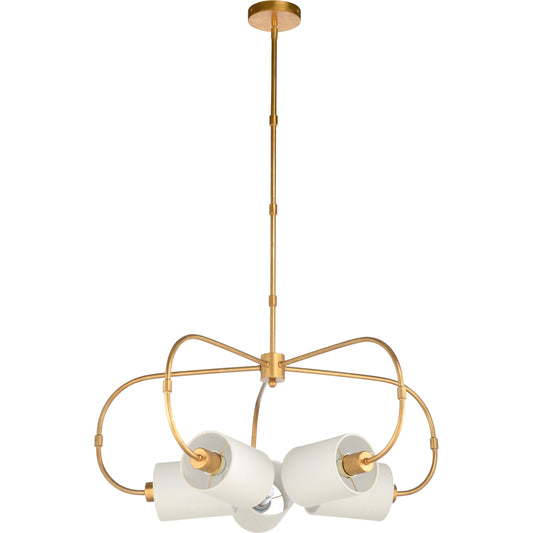 Ring Chandelier by Chelsea House in antique gold leaf, cream. Made from iron, fabric in a modern style.