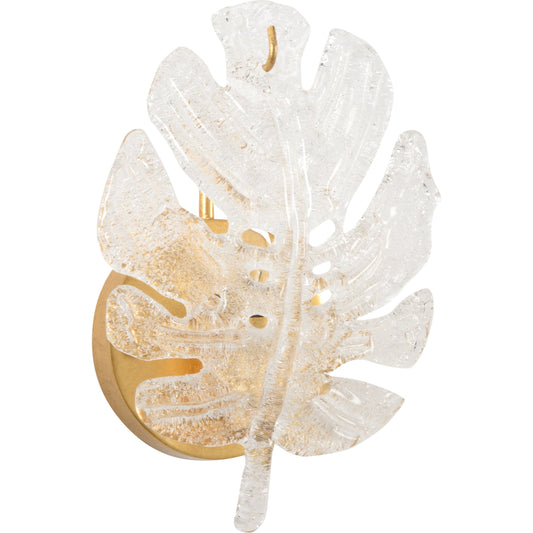 Glass Leaf Sconce by Chelsea House in gold. Made from iron, glass in a coastal style.