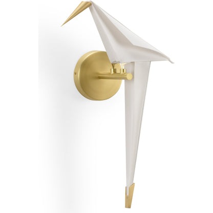 Origami Bird Sconce by Chelsea House in antique brass, cream. Made from metal, styrene in a coastal style.