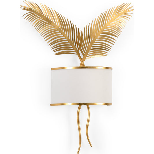 Double Palm Sconce by Chelsea House in gold, white. Made from iron, linen fabric in a transitional style.