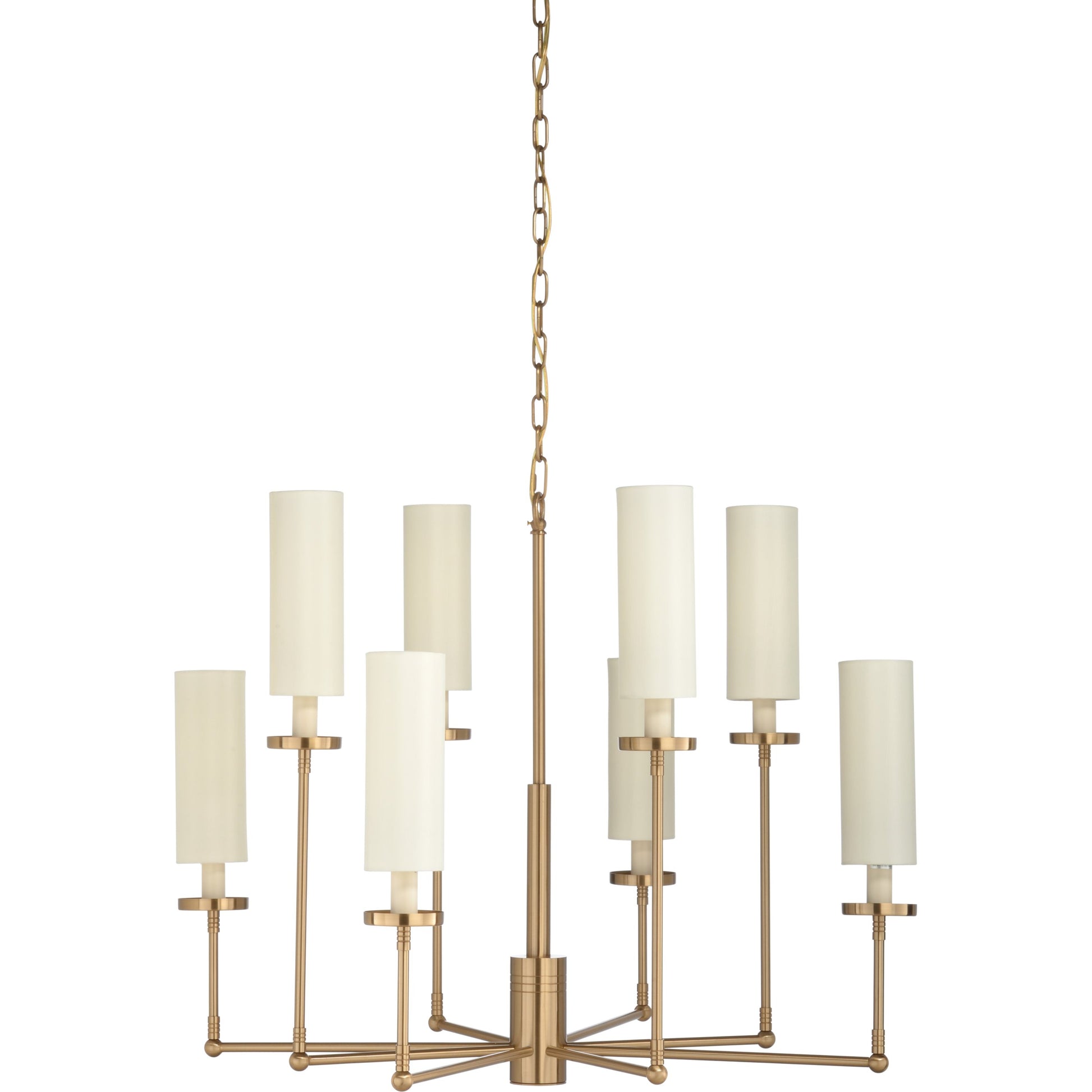 Stiletto Chandelier by Chelsea House in antique brass. Made from steel in a modern style.