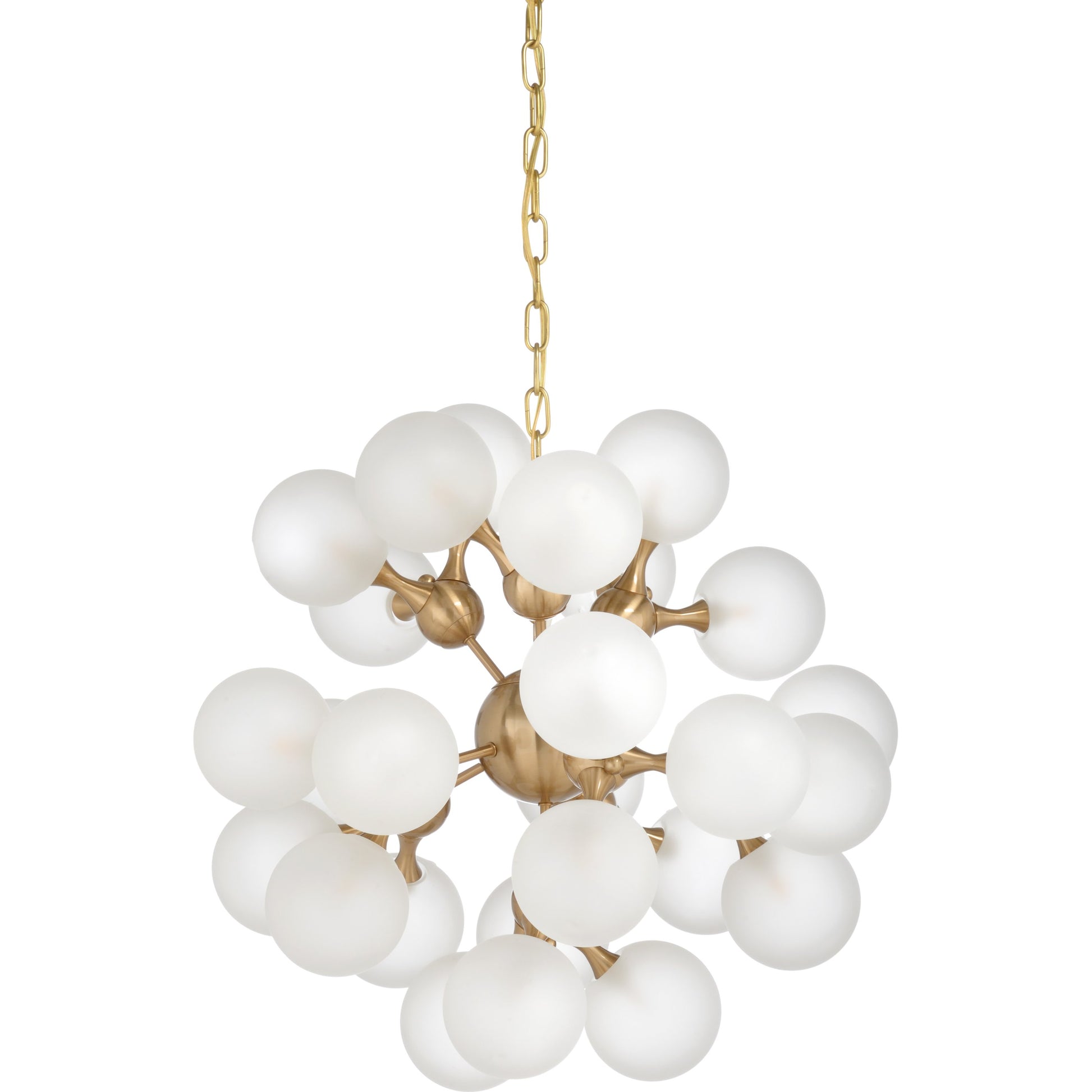 Manhattan Chandelier by Chelsea House in antique brass, milk. Made from iron, glass in a modern style.