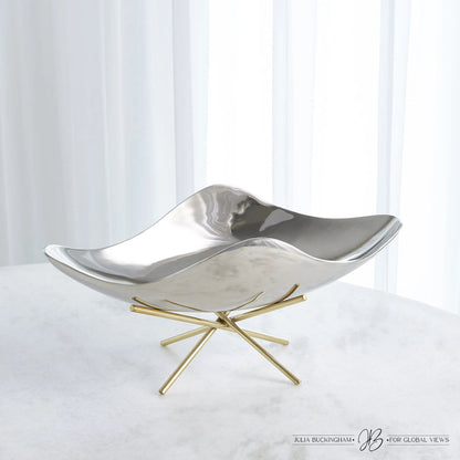 Thistle Decorative Bowl with Brass Stand by Global Views. Made from aluminum, brass in a modern style.